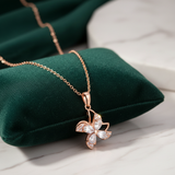 Elegant Rose Gold Butterfly Crystal Pendant Necklace for Women