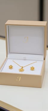 NXGOLD Floral CZ Pendant Necklace Set