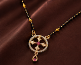 Traditional Black Bead Mangalsutra with Circular Designer Pendant