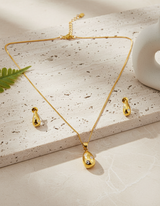 NXGOLD Teardrop CZ Pendant Necklace Set