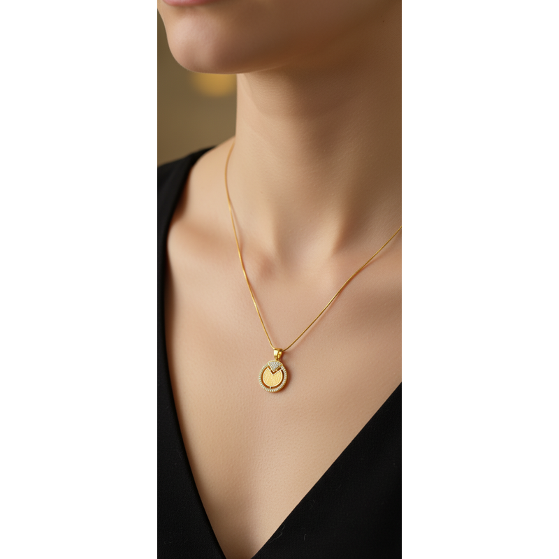 NXGOLD Circle Stone Pendant Necklace For Women