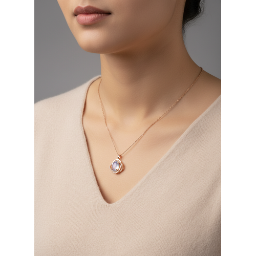 Classic Rose Gold Finish Pendant Necklace for Women