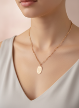 Elegant Rose Gold Engraved Oval Pendant Necklace for Women