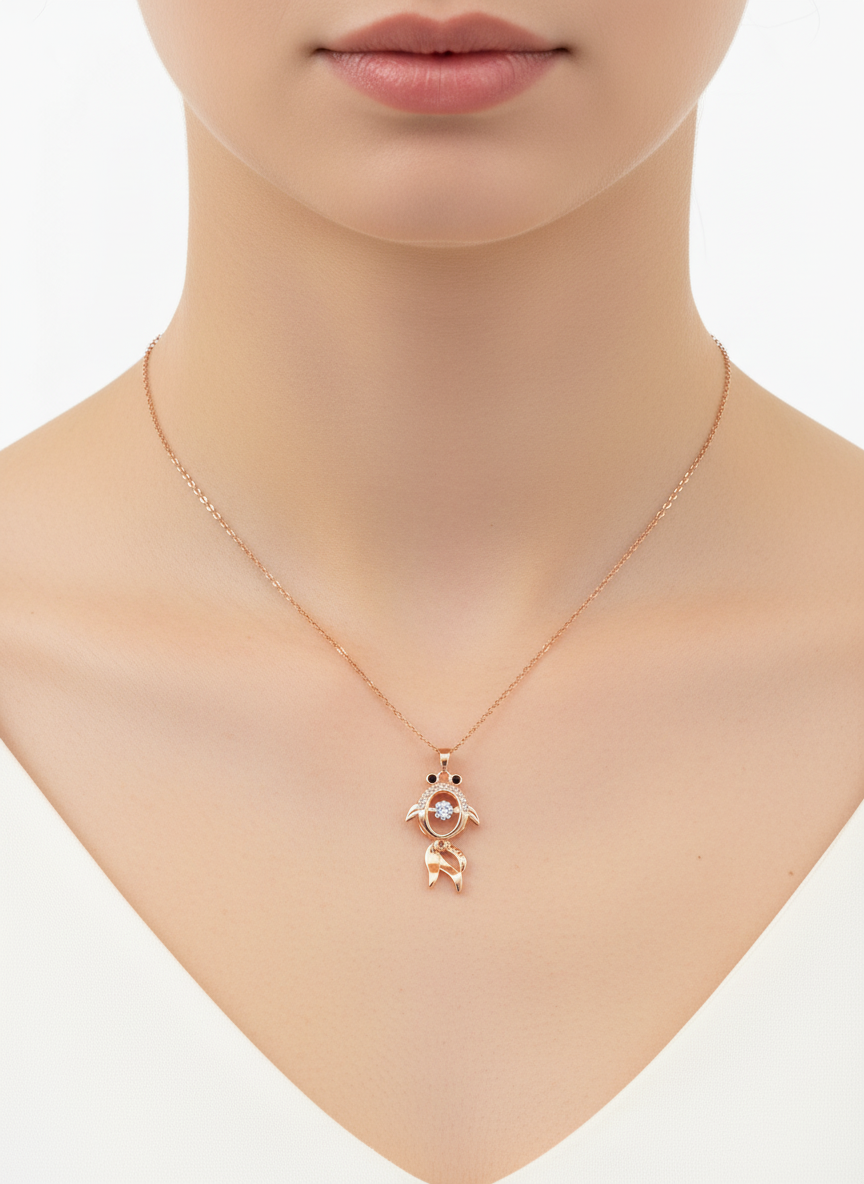 Elegant Turtle Shape Rose Gold Pendant Necklace for Women
