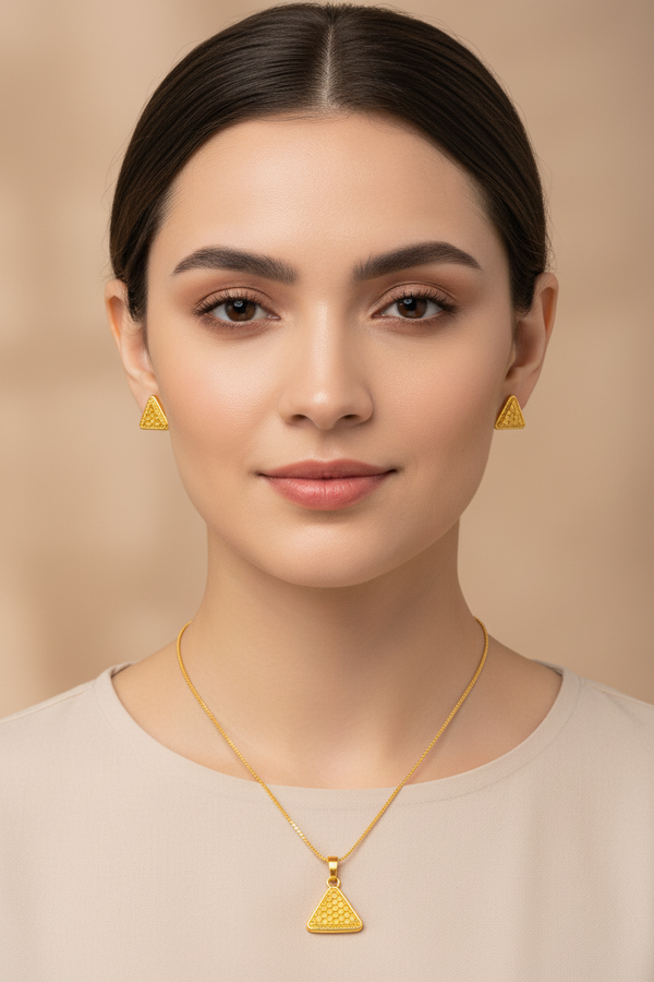 NXGOLD Triangle Pendant Necklace Set for Women
