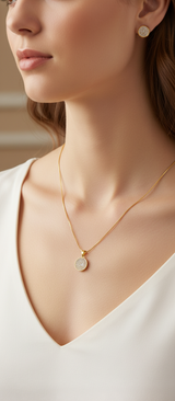 NXGOLD Round Stone Pendant Necklace Set for Women