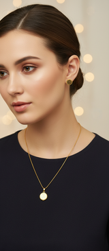 Gold Honeycomb Pendant Necklace Set