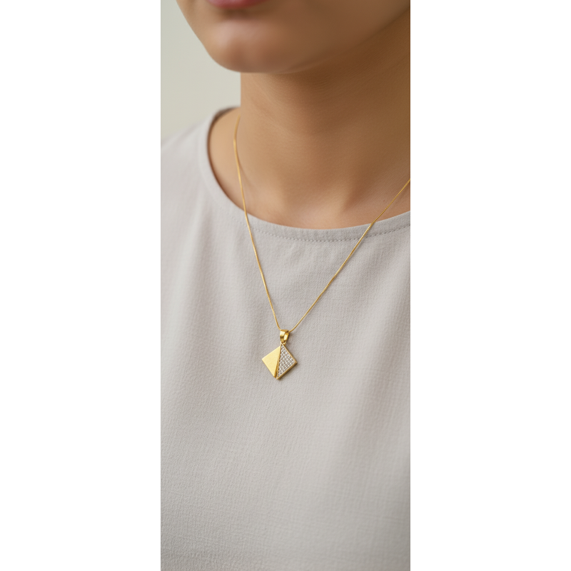 NXGOLD Triangle Stone Pendant Necklace