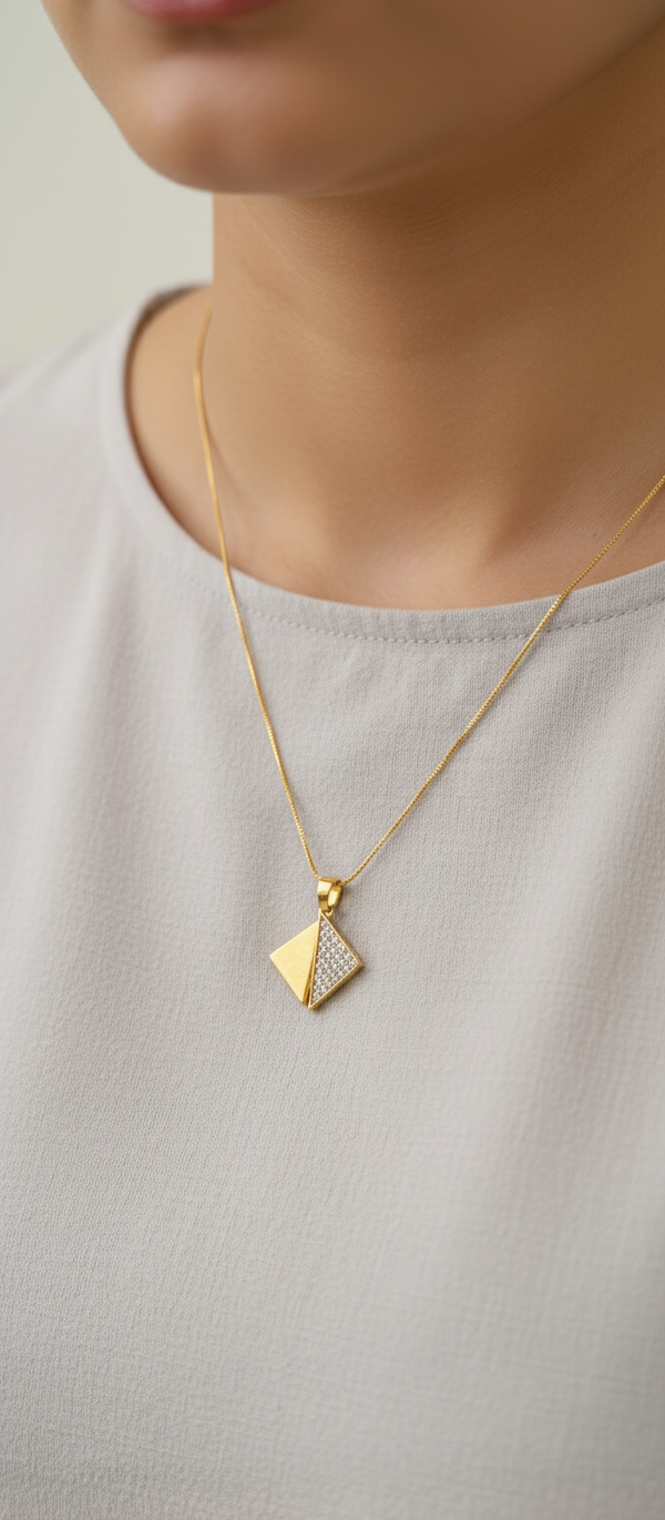 NXGOLD Triangle Stone Pendant Necklace