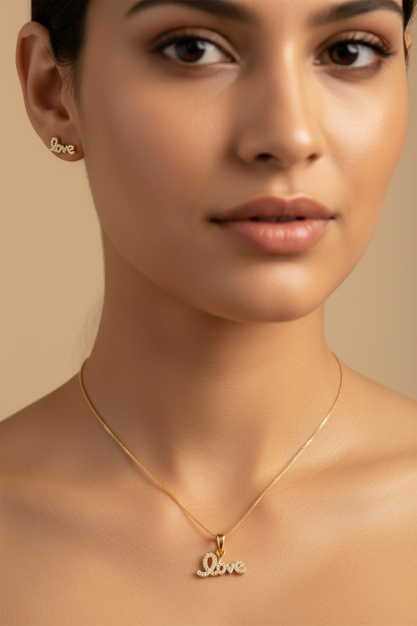 NXGOLD Love Pendant Necklace Set for Women