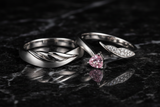 His & Hers Stainless Steel Pink Heart Couple Ring Set