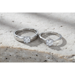 His & Hers Stainless Steel Solitaire Couple Ring Set