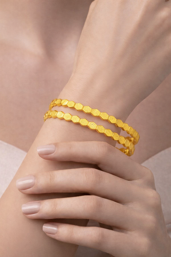 NXGOLD Hexagon Design Gold Bangles For Women