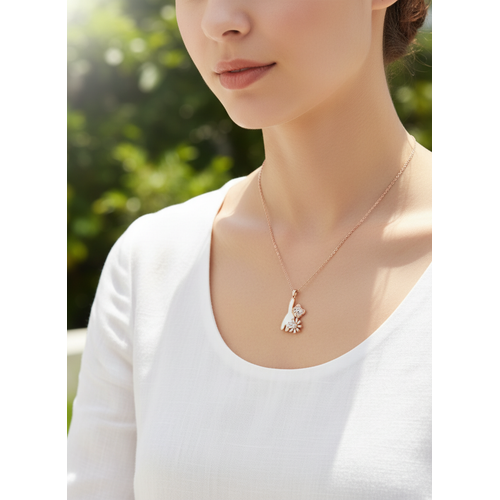 Elegant Rose Gold Cat & Floral Pendant Necklace for Women