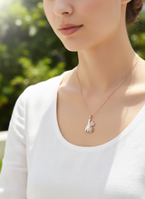Elegant Rose Gold Cat & Floral Pendant Necklace for Women