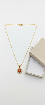 NXGOLD Red Stone Cube Pendant Necklace
