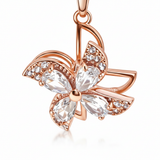 Elegant Rose Gold Butterfly Crystal Pendant Necklace for Women