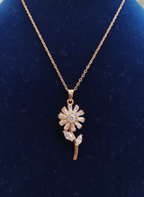 Elegant Rose Gold Rotating Floral Crystal Pendant Necklace
