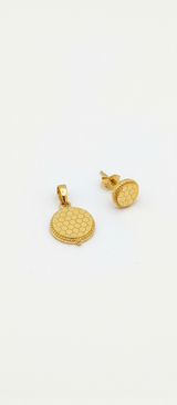 Gold Honeycomb Pendant Necklace Set