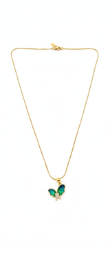 NXGOLD Green Stone Butterfly Pendant For Women