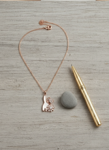Elegant Rose Gold Cat & Floral Pendant Necklace for Women