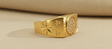 NXGOLD Luxury Men’s Ring with Round CZ Stone & Star Engraving
