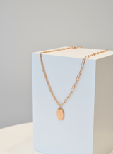 Elegant Rose Gold Engraved Oval Pendant Necklace for Women
