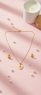 NXGOLD Heart CZ Pendant Necklace Set