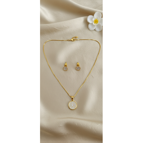 NXGOLD Round Stone Pendant Necklace Set for Women