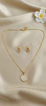 NXGOLD Round Stone Pendant Necklace Set for Women