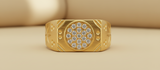 NXGOLD Luxury Men’s Ring with Round CZ Stone & Star Engraving