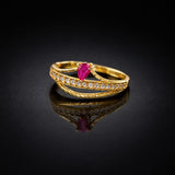 NXGOLD Elegant Ring with Pink Pear-Cut Crystal & Sparkling CZ Stones