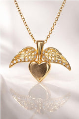 Elegant Gold Heart Wing Pendant Necklace for Women