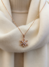 Elegant Rose Gold Snowflake Spinner Pendant Necklace for Women