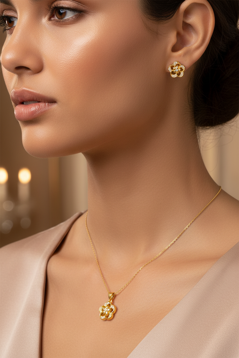 NXGOLD Flower Pendant Necklace Set for Women