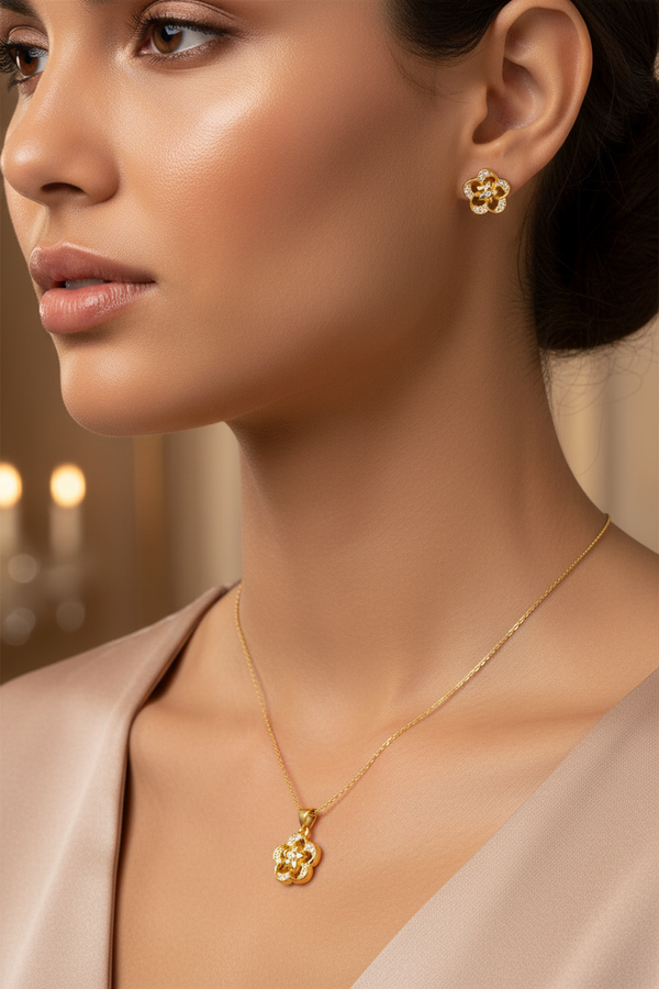 NXGOLD Flower Pendant Necklace Set for Women