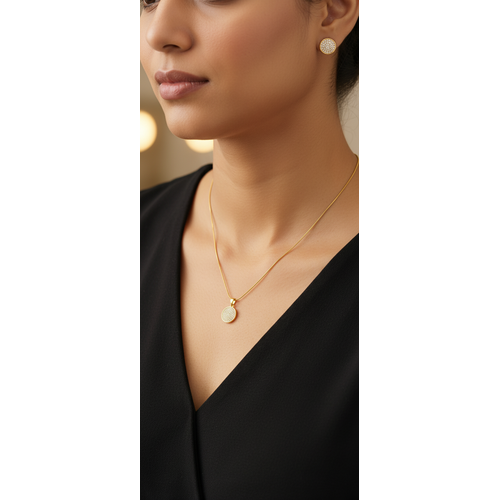 NXGOLD Round Stone Pendant Necklace Set for Women