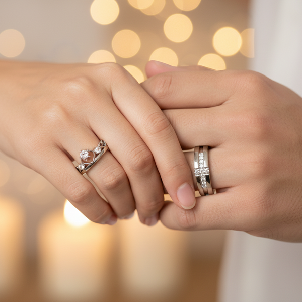 His & Hers Stainless Steel Couple Adjustable Matching Ring Set