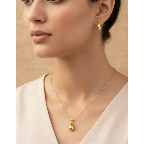 NXGOLD Teardrop CZ Pendant Necklace Set