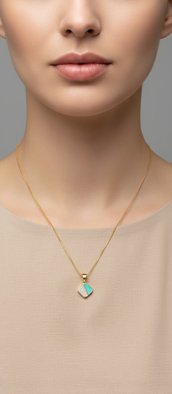 NXGOLD Green Stone Pendant Necklace For Women