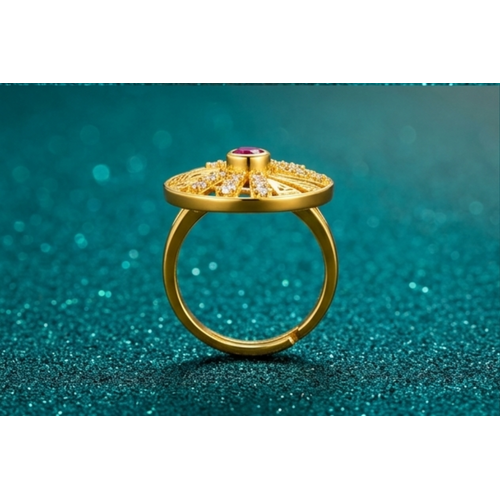 NXGOLD Royal Sunburst Ruby Designer Ring