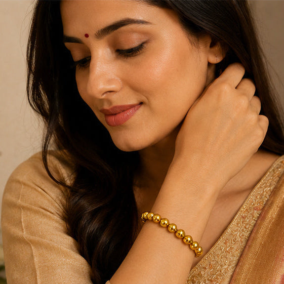 Gold NX Premium Gold Beaded Bracelet for Girls & Women