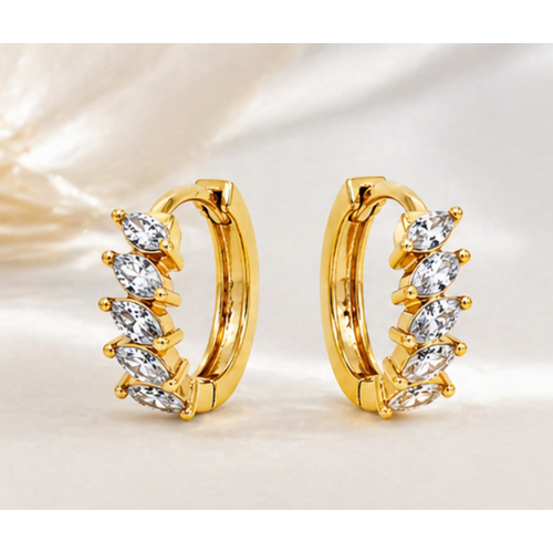 NXGOLD Luxury Gold Plated Leaf Design Hoop Earrings for Women & Girls