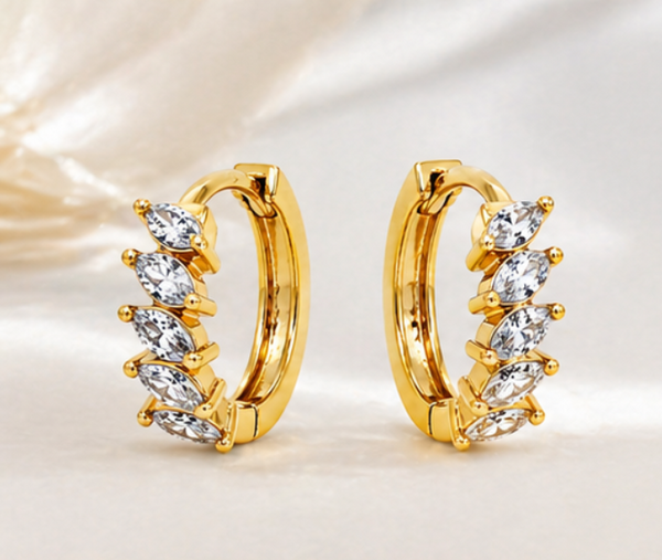 NXGOLD Luxury Gold Plated Leaf Design Hoop Earrings for Women & Girls
