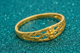 NXGOLD Floral Cutwork Textured Gold Ring