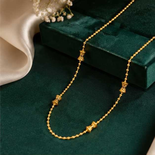 NXGOLD Bead Chain with Designer Barrel Charms for Women