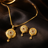 Vintage Floral Crystal Pendant Necklace Set