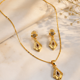 Luxury CZ Diamond Shape Pendant Necklace & Earrings Set