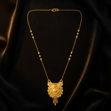 NXGOLD Antique Floral Pendant Mangalsutra with Black Beads