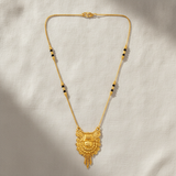 NXGOLD Antique Floral Pendant Mangalsutra with Black Beads